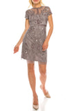 Aidan Mattox Ice Violet Beaded Mesh Short Evening Dress