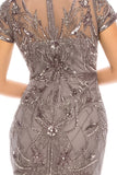 Aidan Mattox Ice Violet Beaded Mesh Short Evening Dress