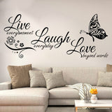 Live Laugh Love Butterfly Flower Wall Art Sticker for Home Decor
