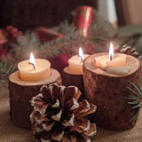 Rustic Wooden Round Candlestick Holder for Table Decoration