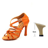 Ladingwu Bronze Silk Satin Latin Dance Shoes