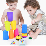 Stack Cup Game With Card Kids Educational Montessori Toys Intellectual Enlightenment Color Cognition Logic Training