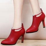 Winter Boots Women Shallow Round Toe Red Women's Boots
