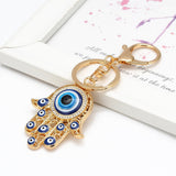 Evil Eye Fashion Alloy Hassam Shape Charm Car Keychain Jewelry Pendant With BULE EVIL EYE BEAD  EY4742