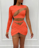 Mesh Pleated Skirt Set Women Clothing Fall Winter  Plus Size Crop Top and Mini Skirts Two Piece Set Outfits 2 Pc Set Shorts