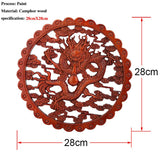 Chinese Dragon and Phoenix Mascot Unpainted Retro Line Wood Decals