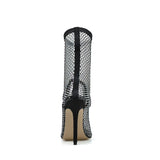 Kcenid Sexy Mesh Boots Ladies Pointed Toe Rhinestone Socks Shoes