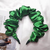 Custom Crumpled Fabric Fluffy Hair Bands Satin Silk Scrunchie Headband for Women