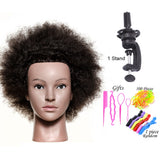 Traininghead Salon Afro Mannequin Head Human Hair Dummy Doll Hairdressing Training Head Real Hair Manikin Head Braiding Practice