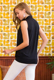 High Neck Pleated Top With Waistband