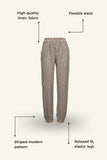 Striped Linen Pants With Elastic Legs