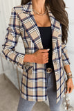 Autumn and Winter Women's Blazer Long-Sleeved Slim Single-Button Blazer Plaid Print Small Blazer