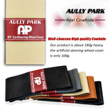 AULLY PARK DIY Leather Cowhide with Needles Thread Car Steering Wheel Cover