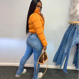 Solid Women Coat 2021 Hot Body-Shaped Chilly Parkas Autumn Winter Zipper Pocket Cotton-Padded Thick Jacket Female Outfits