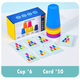 Stack Cup Game With Card Kids Educational Montessori Toys Intellectual Enlightenment Color Cognition Logic Training