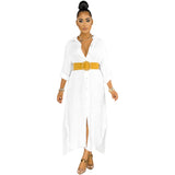 High Quality Loose Casual Solid Color Women'S Lapel Long Shirt Dress