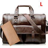 Men Leather Black Briefcase Business Handbag Messenger Bags