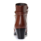 GKTINOO  Soft Leather Women's Zipper Ankle High Heels Boots