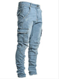 Everland OEM Zip Up Solid Color Customized Logo Classic Fashion New Jeans Men Side Pocket Small Foot Skinny Jeans