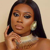 UDDEIN African Vintage Gold Torque Choker Necklace & Pendant Set