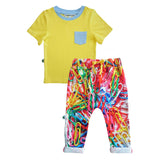 Contrast Pocket Tee - Lil Kid - Sunshine & Sky Blue