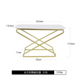 European Style Rectangular White Ceramics Cake Pan with Golden Metal Display