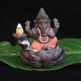 Creative Environmental Home Office Decor the Little Monk Censer India Lord Ganesha Ack-Flow Ceramic Incense Burner