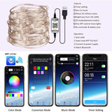 Christmas Tree Decor Bluetooth Led String Lights Merry Xmas for Home 2020 USB Smart Lamp Navidad Noel Gifts New Year Decoration