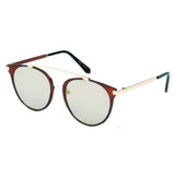 FRISCO | A18 - Modern Horn Rimmed Metal Frame Round Sunglasses