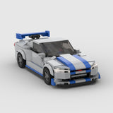 MOC Brick Nissan GTR R34 Racing Sports Car Vehicle Speed Champion Racer