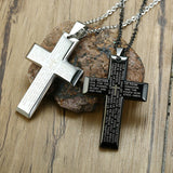 Vnox Men's Prayer Matthew 6:9-13 Bible Necklace Stainless Steel Cross Pendant Male Religious Jewelry