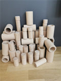 Kids Rainbow Wooden Loose Parts Include Beakers Solid Tubes Peg Dolls Stacker Blocks Montessori Toy