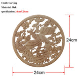 Chinese Dragon and Phoenix Mascot Unpainted Retro Line Wood Decals