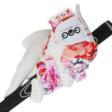 Pack 1 Pair Golf Gloves Women Left and Right Hand Genuine Leather  Lycra  Non-Slip Colorful Fabric Breathable Soft Sports Gloves