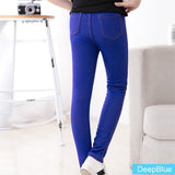 SheeCute New Spring Summer Fashion Girls Pencil Knit Imitation Denim Fabric Jeans