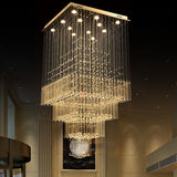 Modern and Simple Double Staircase Crystal Chandelier Luxury Long Crystal Bead Pendant Lamps