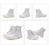 Soft Split Leather Women White Ankle Boots Motorcycle Boots Female Autumn Winter Shoes Woman Punk Motorcycle Boots 2020 Spring