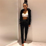 Fall 2021 Women Clothes Custom 2pc Lounge Jogger and Hoodie Set Casual Solid Velvet Two Piece Sets