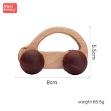 1pc Baby Toys Wooden Car BPA Free Beech Wood Teether Cartoon Organic Wooden Car Montessori Toys for Children Teething Nurse Gift