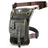 Crazy Horse Leather Design Men Small Messenger Mochila Bag Fashion Travel Belt Fanny Waist Pack Drop Leg Bag Tablet Pouch 2141