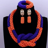 Chunky Women Royal Blue African Beads Bridal Jewelry Sets for Wedding Nigerian Beads Necklace Earrings Bracelet Set of Jewelry