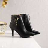 ZawsTia PU Leather Snakeskin Print High Heeled Boots for Women