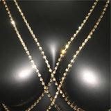 Shining Rhinestones Chest Cross Body Chain Boho Multi Layers Chest Chain Jewelry Crystal Chest Harness Body Jewellery for Woman