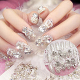 24Pcs Luxe Shining Rhinestone False Square Transparent Nails with Fake Art