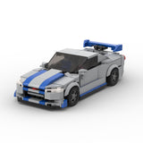 MOC Brick Nissan GTR R34 Racing Sports Car Vehicle Speed Champion Racer