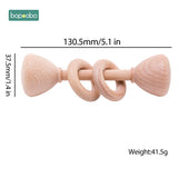 Bopoobo 1PC Baby Toys Beech Wooden Rattle Hand Teething Wooden Ring Can Chew Beads Play Gym BPA