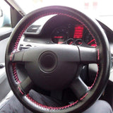 AULLY PARK DIY Leather Cowhide with Needles Thread Car Steering Wheel Cover