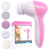 5 6 in 1 Electric Facial Brush Washing Face Cleansing Massager Machine Silicone Skin Beauty Makeup Cleanser Remover Device Sets