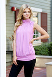 High Neck Pleated Top With Waistband