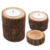 Rustic Wooden Round Candlestick Holder for Table Decoration